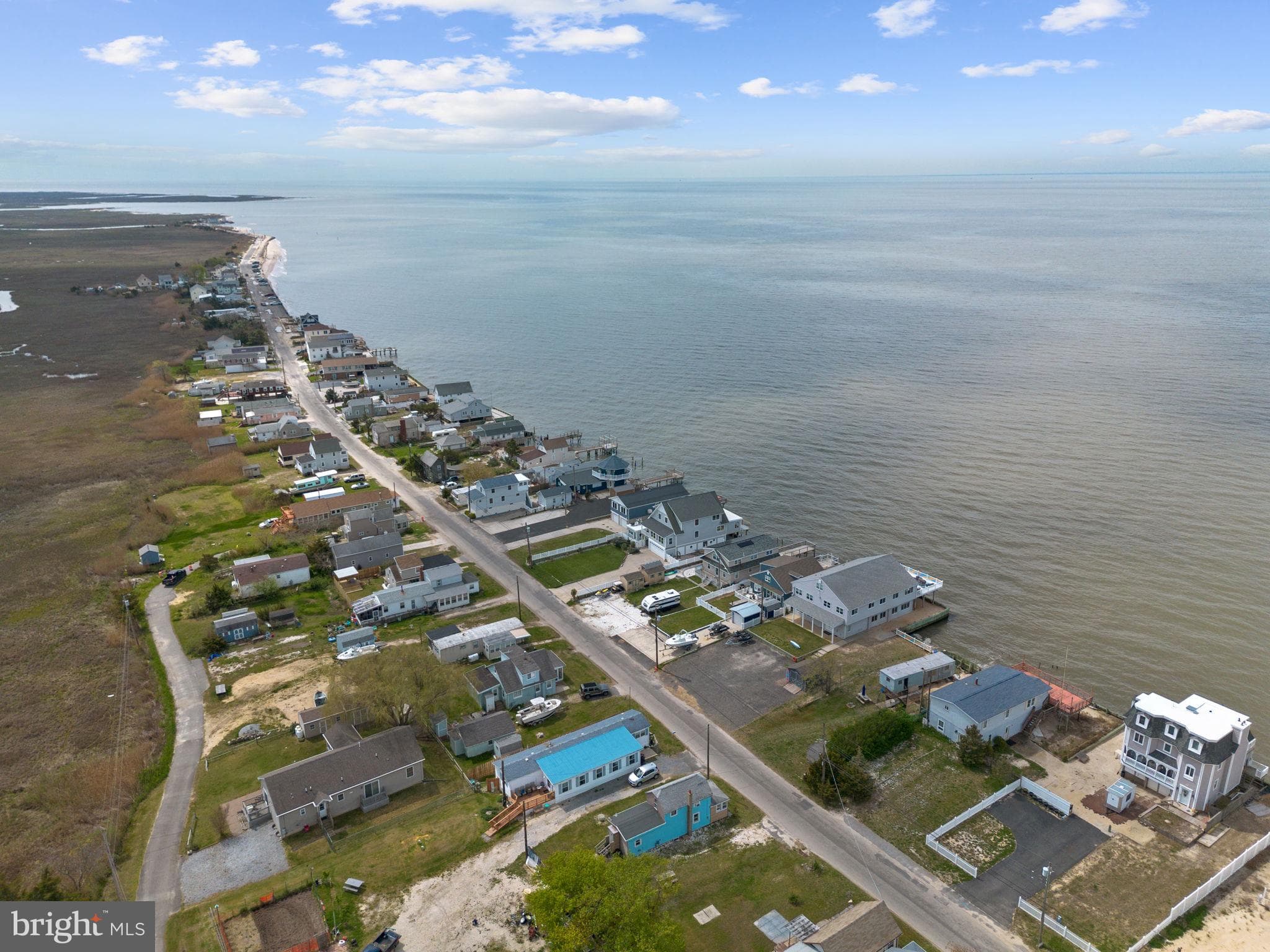 Aerial view of Fortescue, New Jersey on Delaware Bay