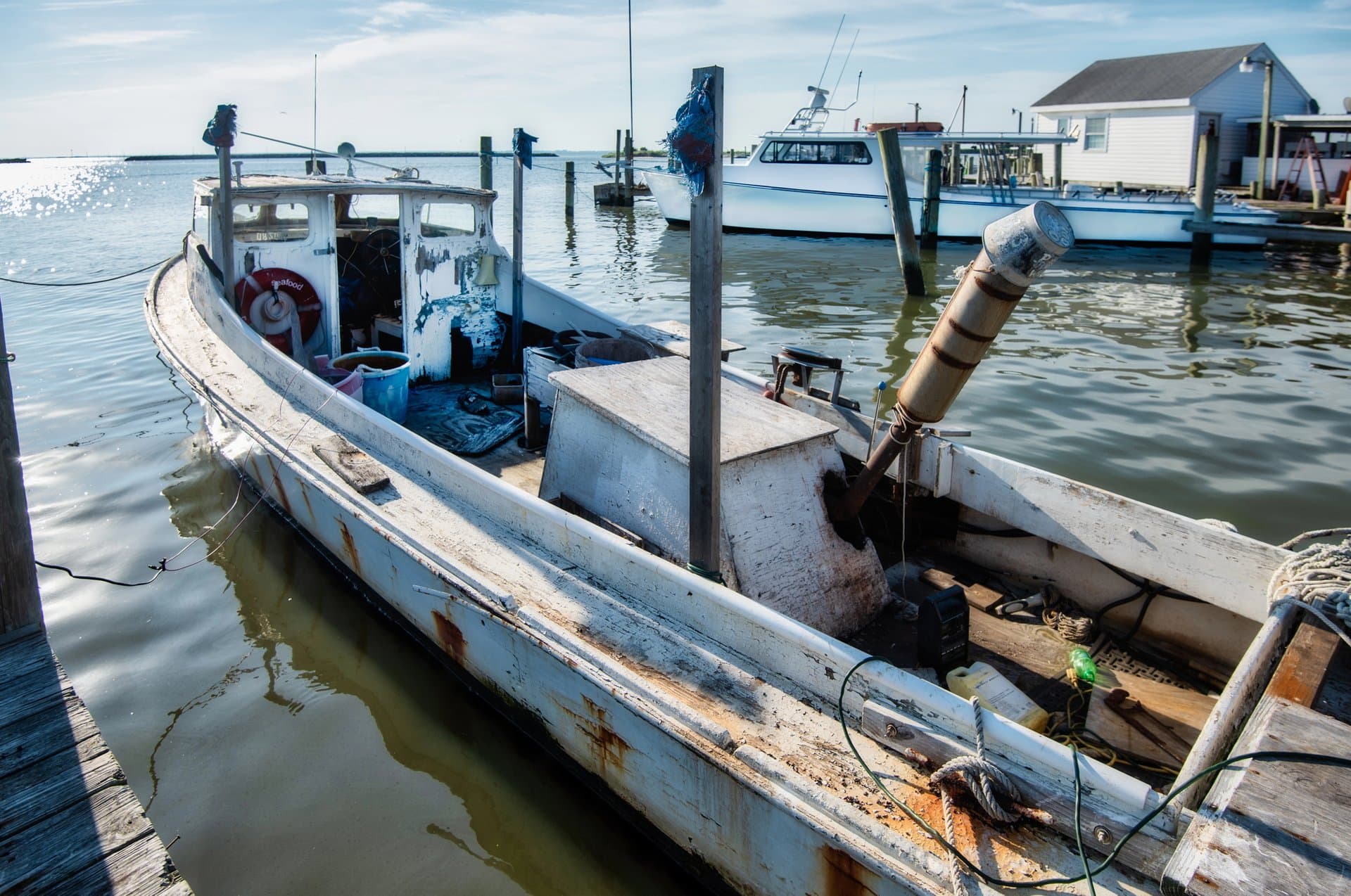 Working crab boat at a Chesapeake Bay dock